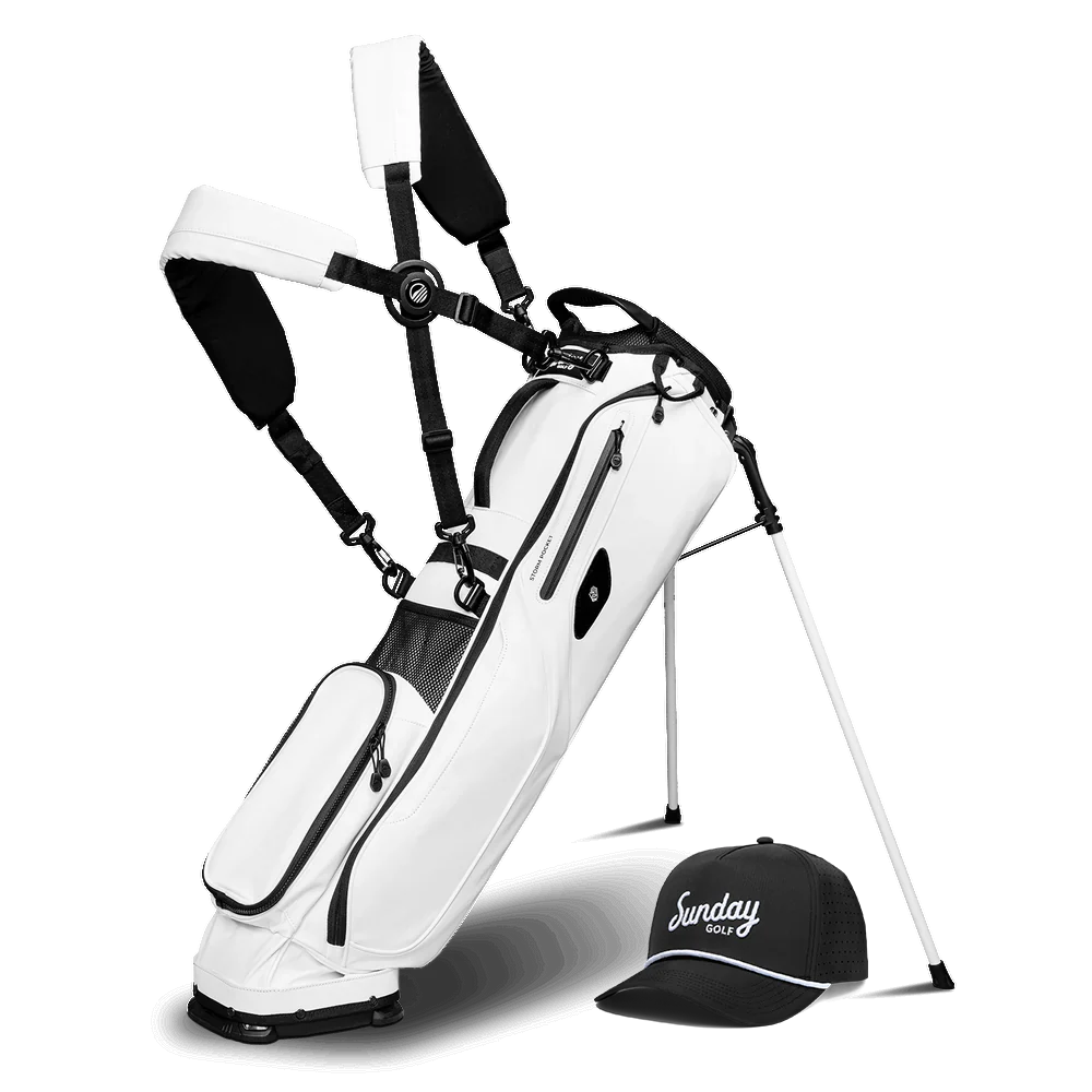 El Camino S-Class Bundle w/ Black Rope Hat | White Vegan Leather Mid Size Stand Bag